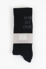 Hohe Socken mit Glitzer-Schriftzug in Schwarz