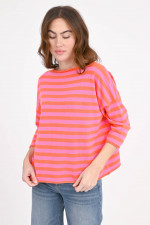 Gestreiftes Strick-Shirt in Pink/Rot