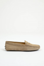 Mokassins aus Veloursleder in Beige