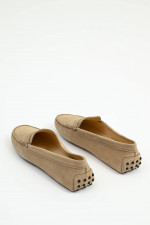 Mokassins aus Veloursleder in Beige