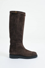 Stiefel aus Velourleder in Chocolate