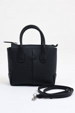Mini-Shopper aus genarbtem Leder in Schwarz