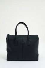 Shopper DI aus genarbtem Leder in Schwarz