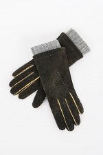 Handschuhe aus Veloursleder in Schwarzbraun