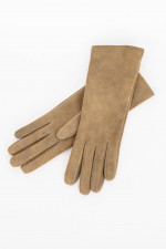 Handschuhe aus weichem Veloursleder in Camel