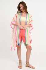 Poncho KOMAK in Weiß/Multicolor