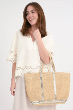 Bast-Shopper CABA L mit Pailletten-Detail in Natur
