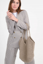 Makramee Shopper PANIER in Pistache
