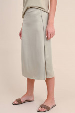 Midi Sliprock mit Zierreißverschluss in Taupe