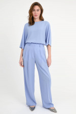 Wide-Leg Hose mit Bundfalten in Hellblau