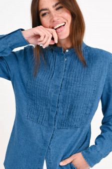 Bluse im Jeans-Look in Mittelblau