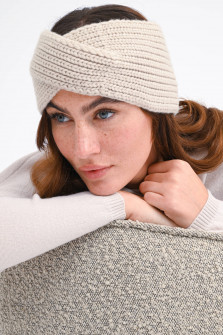Cashmere Stirnband mit Twist in Sand