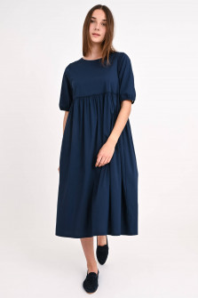 Midikleid mit Raffung in Navy