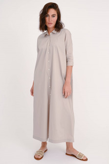 Langes Hemdblusenkleid in Sand