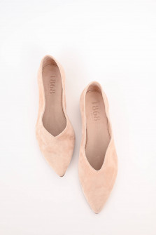Veloursleder-Ballerina in Nude