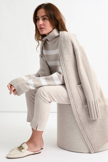 Langer Cashmere-Mix Cardigan in Sand