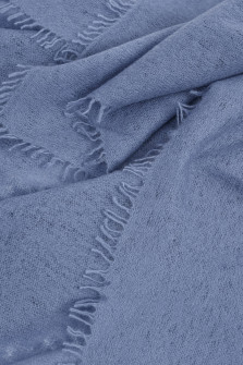 Schal mit Fransenkante aus Cashmere in Graublau