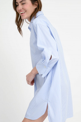 Gestreiftes Baumwollkleid AVERY in Blau/Weiß