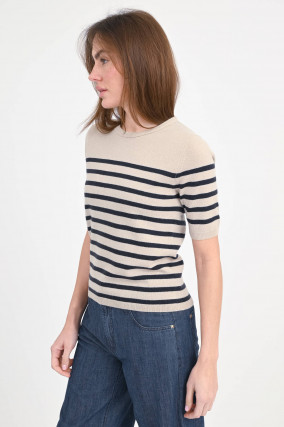 Cashmere-Shirt ISOLA in Taupe/Navy