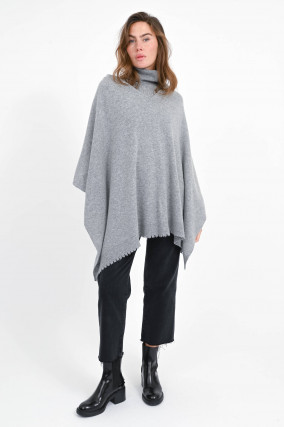 Poncho aus Woll-Cashmere-Mix in Grau