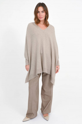 Poncho aus Woll-Cashmere-Mix in Grayscale