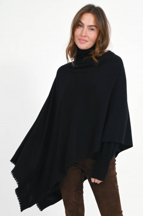 Poncho aus Woll-Cashmere-Mix in Black