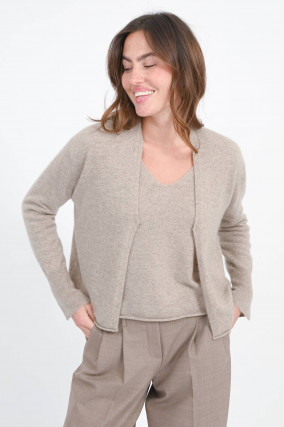 Cashmere-Strickjacke in Grayscale