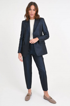 Anzugshose aus Metallic-Material in Dunkelblau