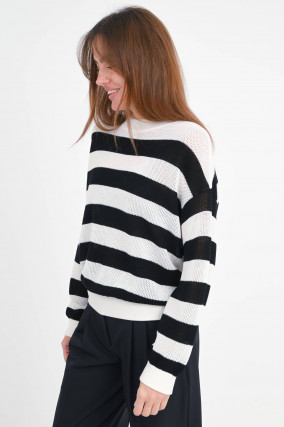 Gestreifter Pullover in Schwarz/Weiß