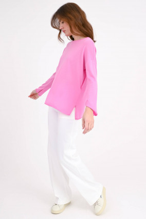 Oversize Pullover aus Schurwolle in Candy Pink