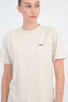 Basic T-Shirt aus Baumwolle in Hellgrau meliert