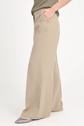 Wide-Leg Hose aus Leine in Avena