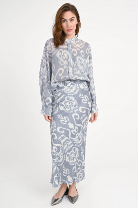 Gemusterter Maxi-Slip-Rock in Ikat Azul 