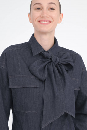 Jeanshemd mit Schluppen-Detail in Dark Blue