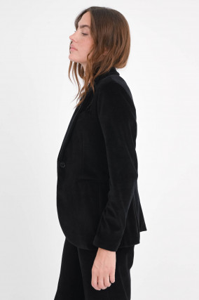 Taillierter Blazer aus Samt in Schwarz
