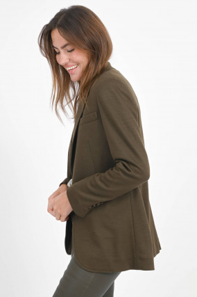 Einreihiger Woll-Cashmere-Blazer in Khaki