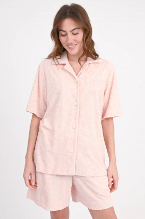 Frottee-Hemd mit Blumenmuster in Light Pink