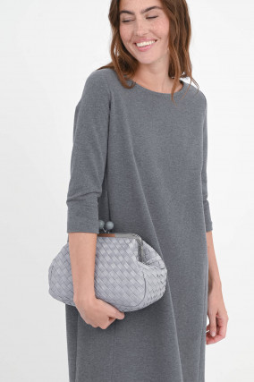 Jersey-Kleid mit 3/4 Arm in Grey Melange