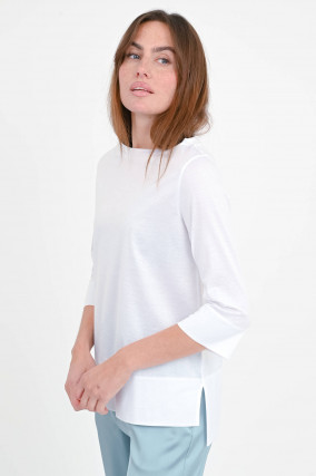 T-Shirt mit 3/4 Arm in Weiß