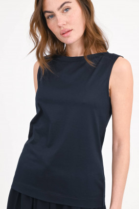 Top mit U-Boot-Ausschnitt in Navy