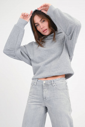 Hoodie mit Ballonsaum in Grau
