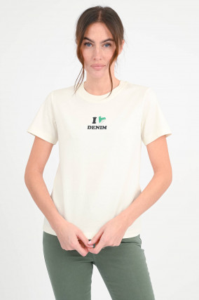 T-Shirt I LOVE DENIM in Ivory