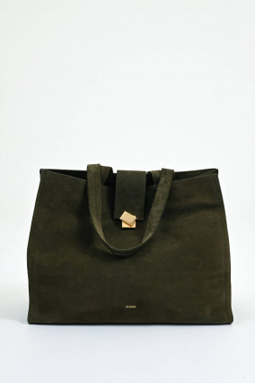 Signature Bag aus Veloursleder in Forest Green