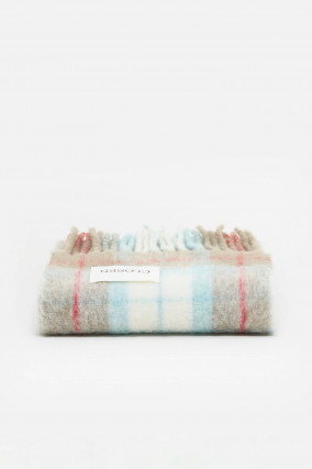 Karierter Alpaka Schal in Beige/Türkis/Rot