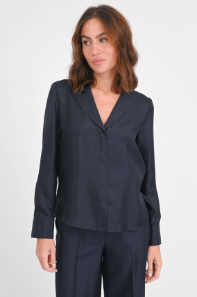 Bluse aus Seide in Nachtblau