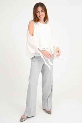 Top mit Volants in Natur