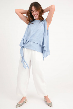 Top mit Volants in Hellblau