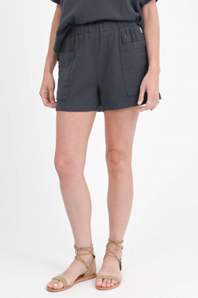 Musselin Shorts YERA in Anthrazit