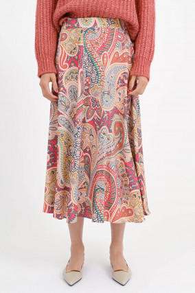 Midirock mit Paisleymuster in Multicolor
