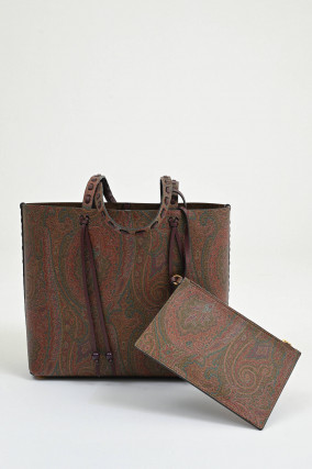 Paisley-Shopper mit dekorativen Details in Braun